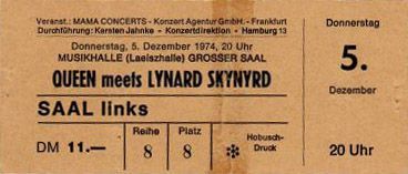 Ticket del show de Queen y Lynyrd Skynyrd.