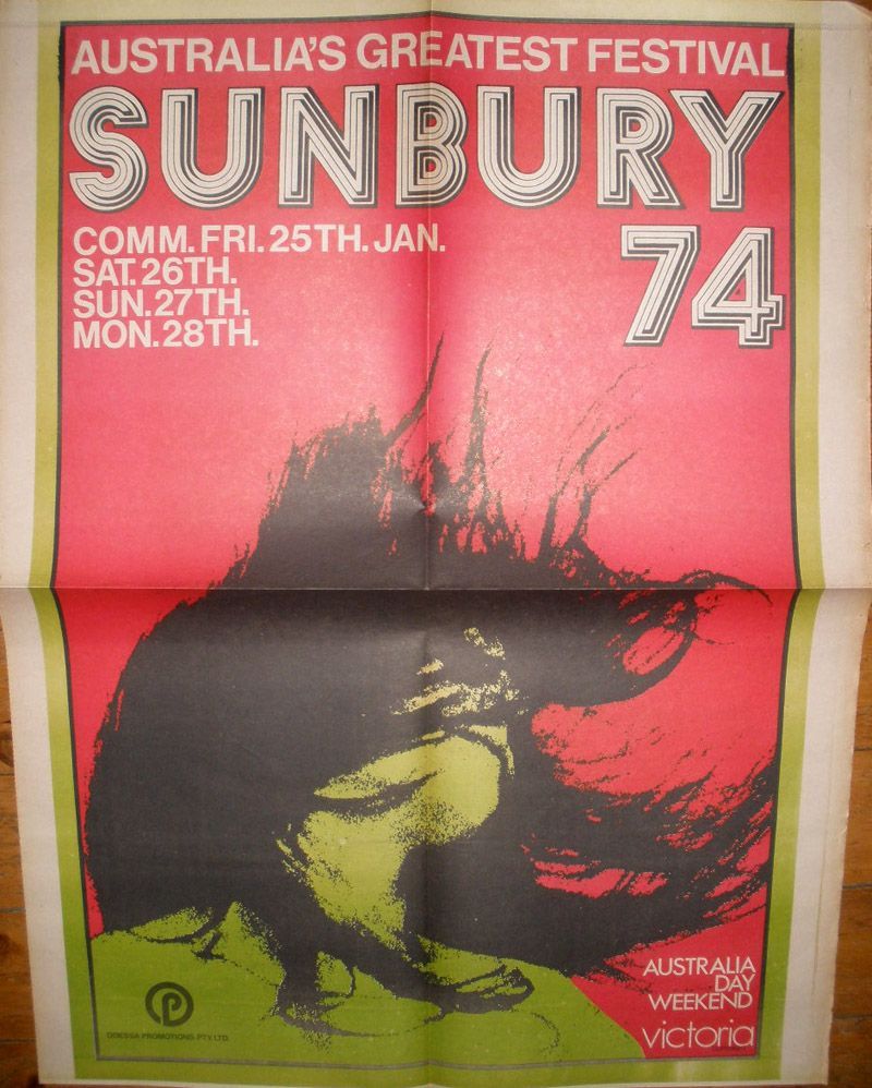 Carteal del festival de Sunbury 1974.
