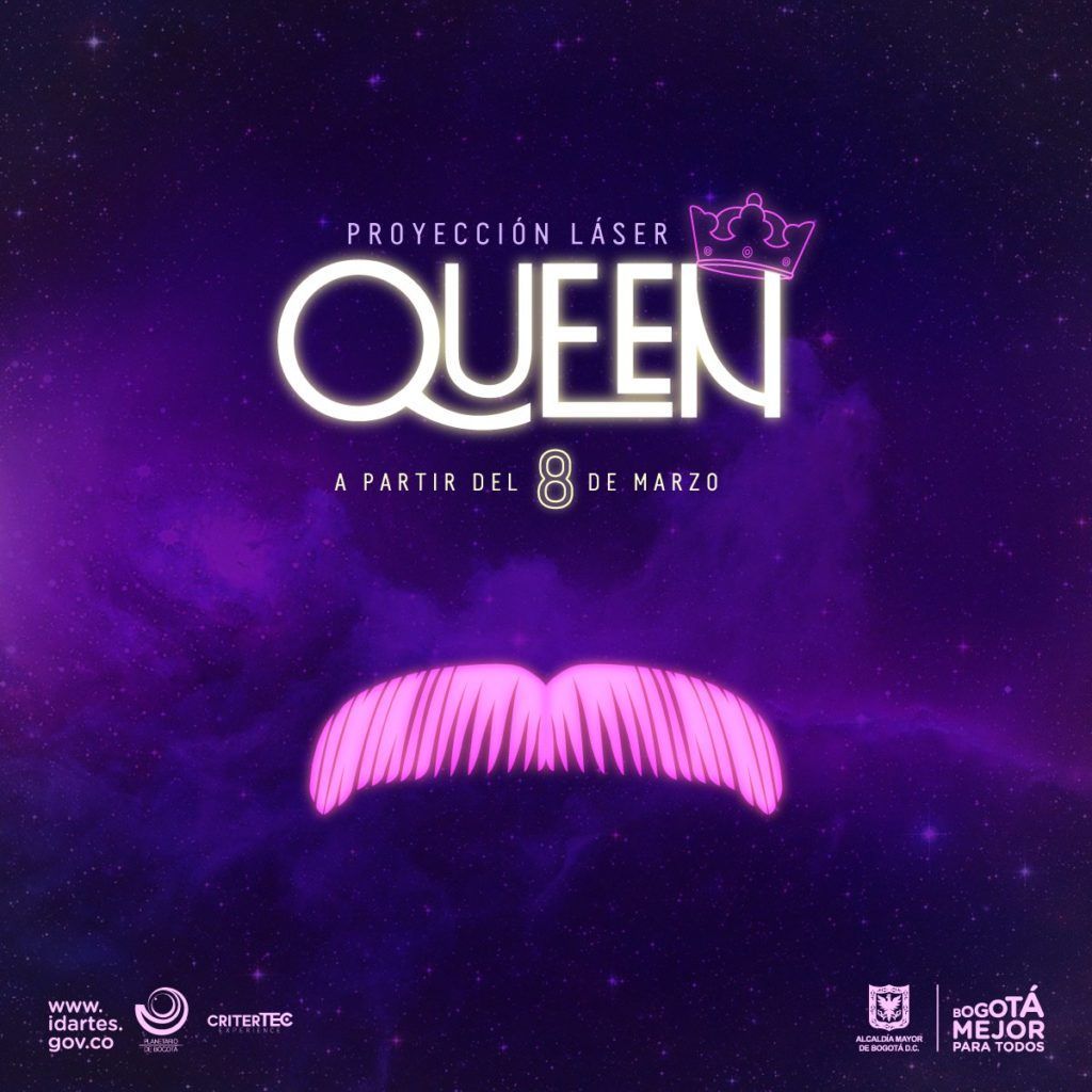 Cartel de Proyección láser de Queen en Bogotá.