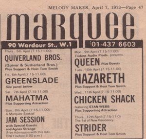 Queen en el Marquee Club.