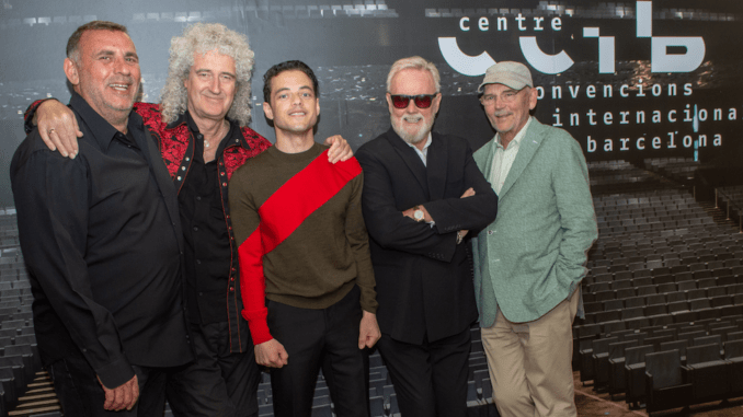 Graham King, Brian May, Rami Malek, Roger Taylor y Jim Beach. CineEurope, Barcelona.